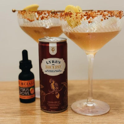 OURGLASS Delta-9 drops for drinks with Lyre's American Malt and cocktails, ideal for creating Delta-9 beverages and thc-infused drinks.