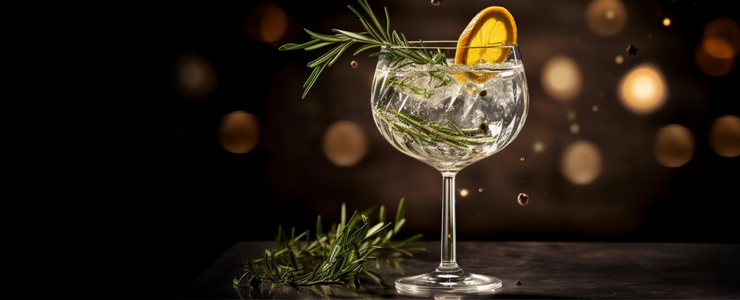 OURGLASS elegant cocktail with rosemary and orange garnish, perfect for showcasing delta 9 thc drink and thc cocktails in a refined setting.