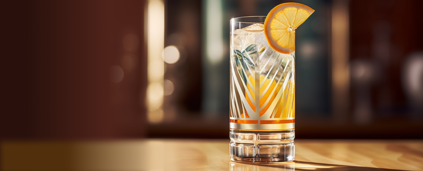 OURGLASS refreshing orange highball cocktail with ice and orange slice, ideal for featuring delta 9 drinks and thc beverage.