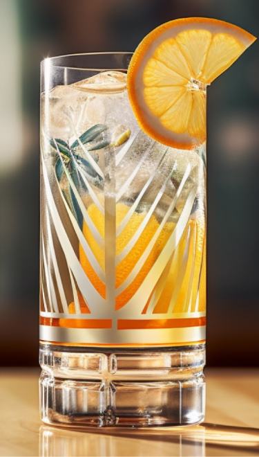 OURGLASS refreshing orange highball cocktail with ice and orange slice, perfect for highlighting delta 9 thc drink and thc beverage.